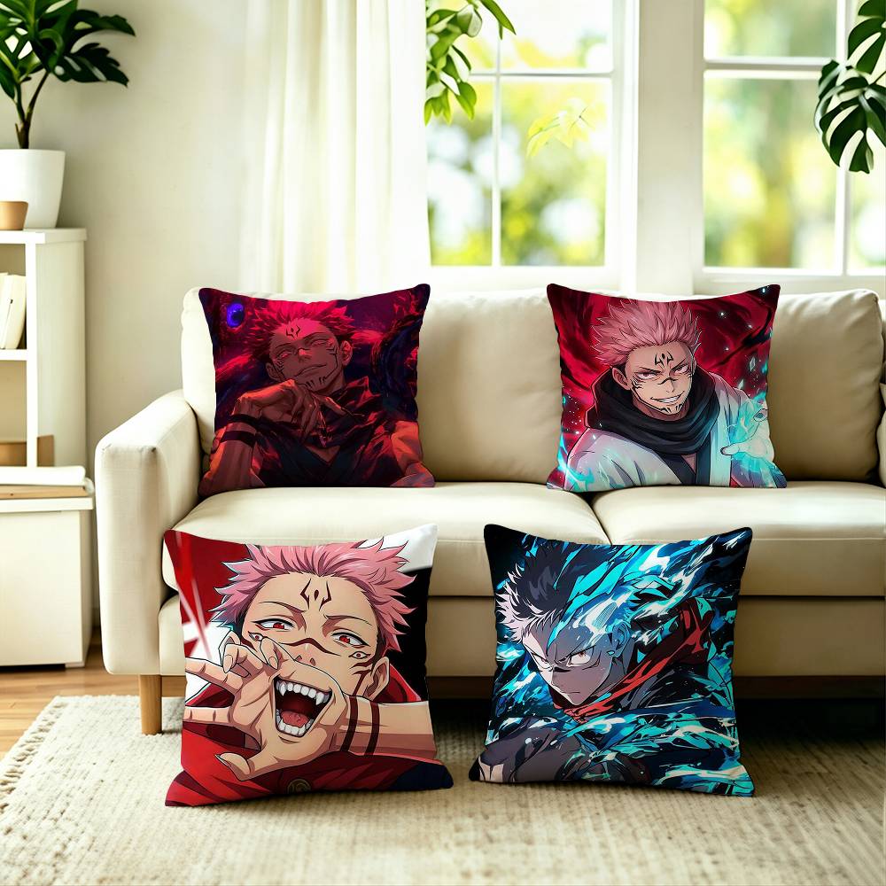 Hot Anime Character Yuji Itadorii Square DoubleSided printed Pillow Case Bedroom Bedside Pillow Sofa Cushion Cover