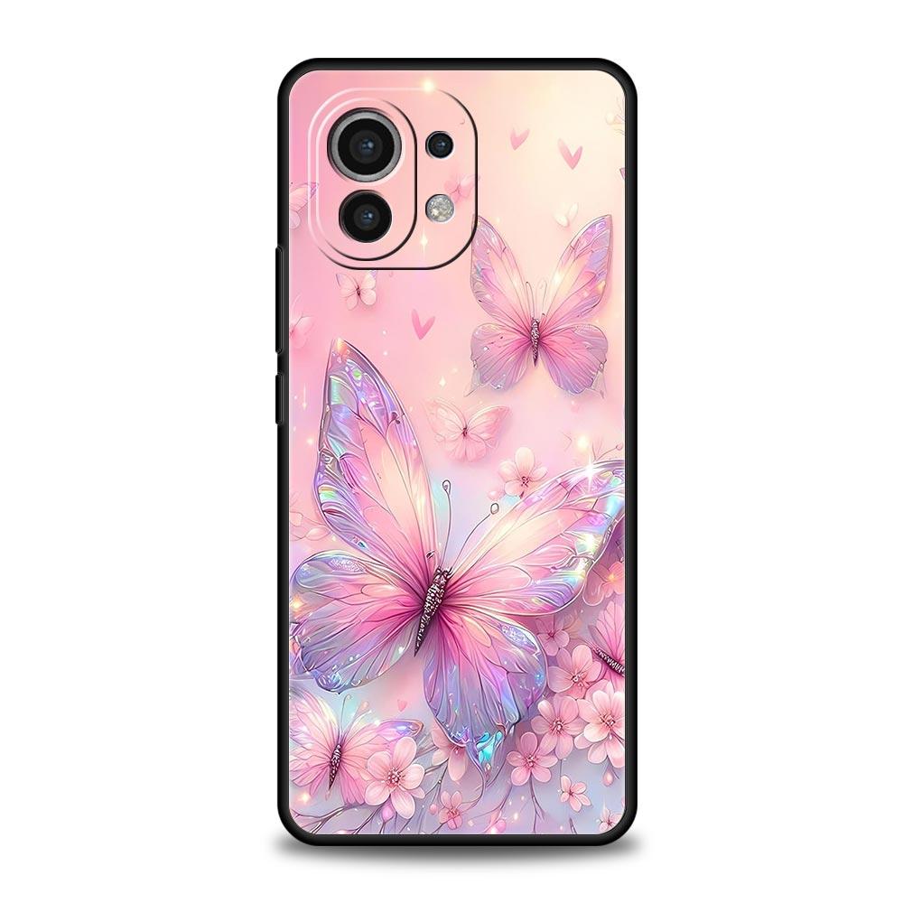 Цветочные и бабочки Чехол Для Xiaomi Mi 15 14 13 12 11 Lite 14T 13T 12T 11T Pro Poco X7 X6 X5 X3 Pro F6 F5 F4 Обложка