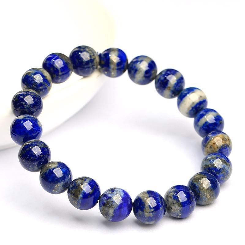 Hongchu Crystal Natural blue and white porcelain lapis lazuli round bead bracelet Natural Lapis Lazuli Bracelet
