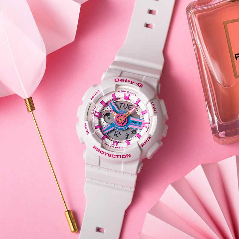 Casio BABY-G Двойной дисплей Девичий розовый Лазерный белый Матовая текстура Смола Водонепроницаемые Модные Спортивные Простые Ударопрочные Часы Кварцевый механизм BA-110NR-8A