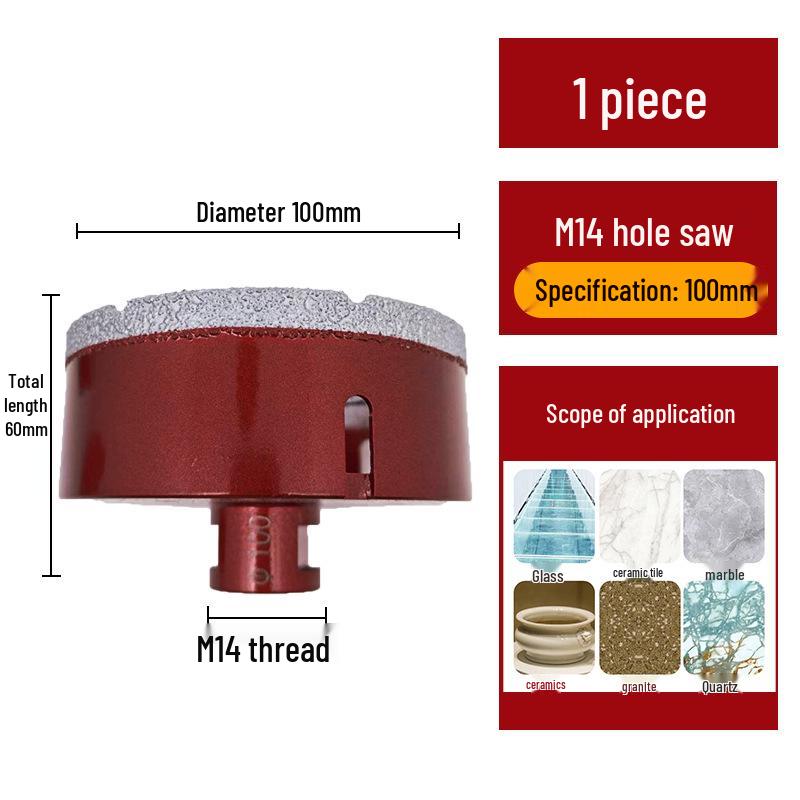 M14 Алмазная коронка паяная для плитки, мрамора, камня, стекла - Насадка для угловой шлифмашины для расширения отверстий