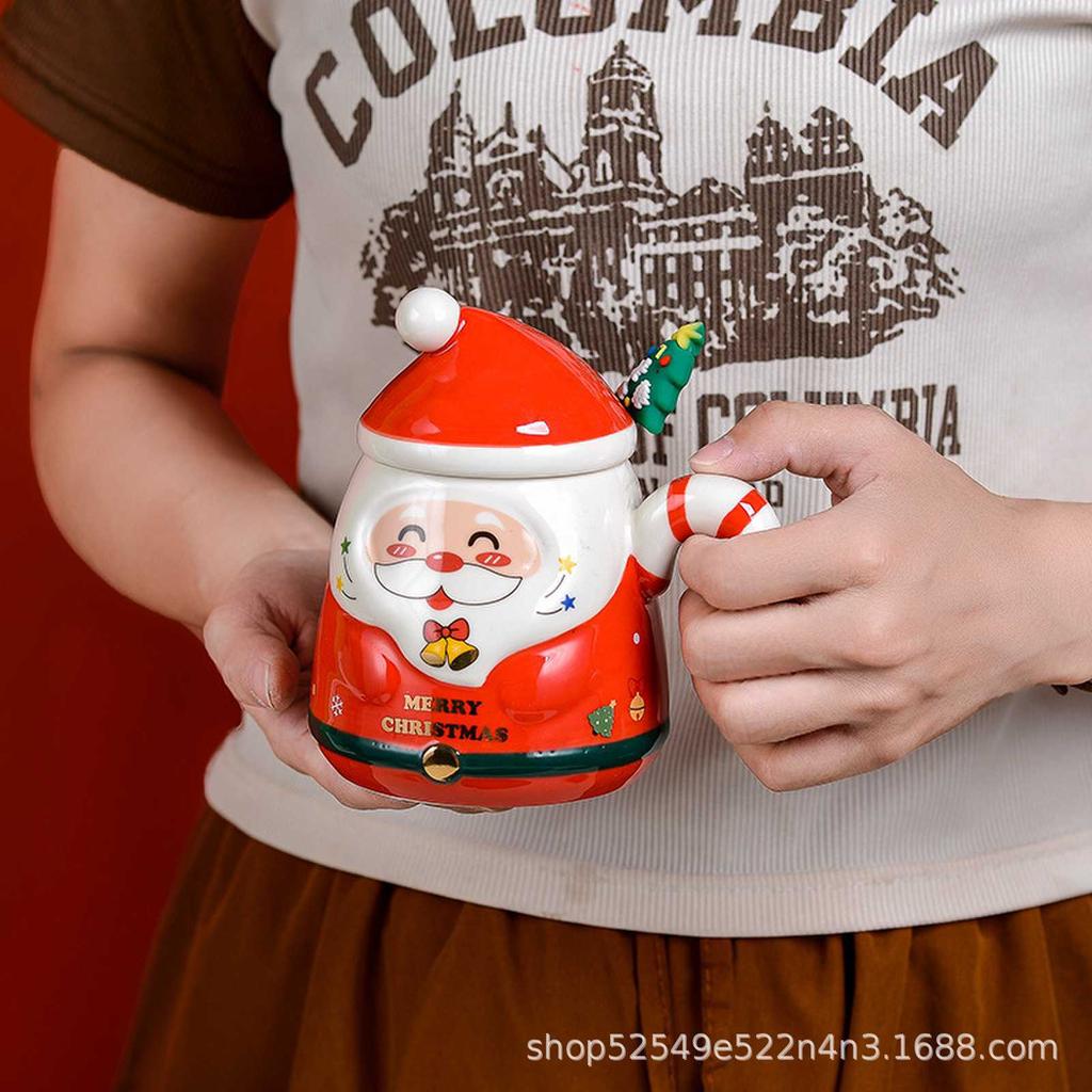 New Creative Cartoon Santa Claus Cup Ceramic Cup Christmas Holiday Gift Hand-painted Water Cup Souvenir Mug Cute Coffee Office