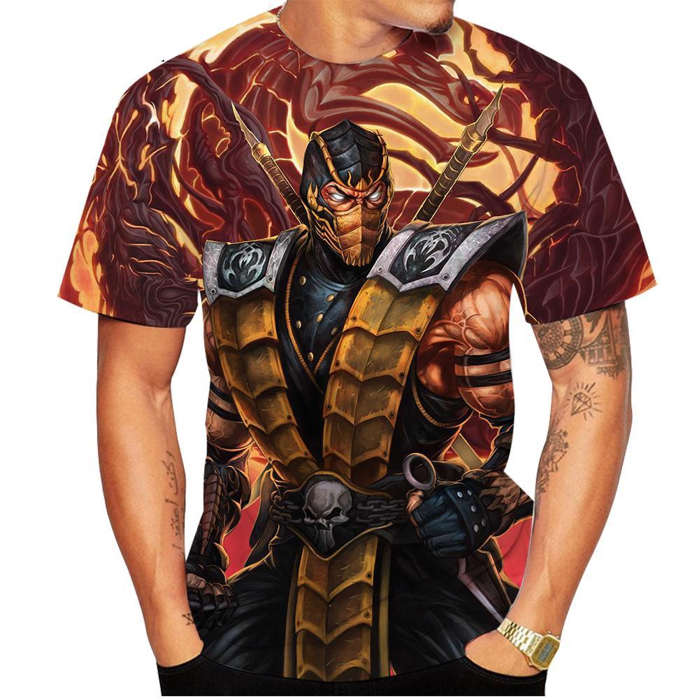 Новая летняя распродажа, мужская/женская футболка с принтом Mortal Kombat 3D, с короткими рукавами и круглым вырезом, размер плюс 100~6xl, размер больше