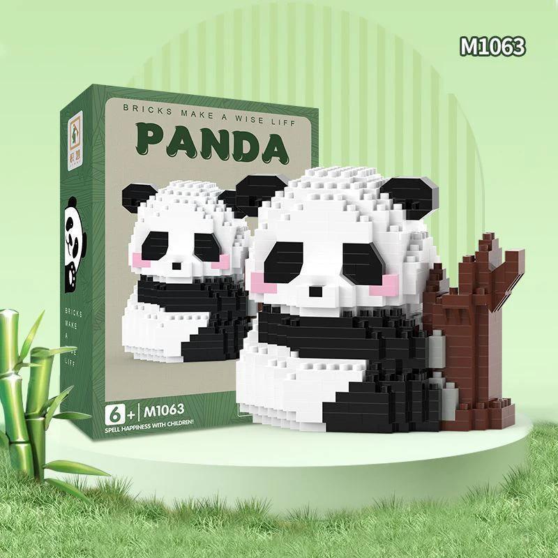 500PCS Creative Cute Mini Panda Building Blocks Micro Bricks Assemble Decoration Toy With Box Birthday Gift for Boys and Girls