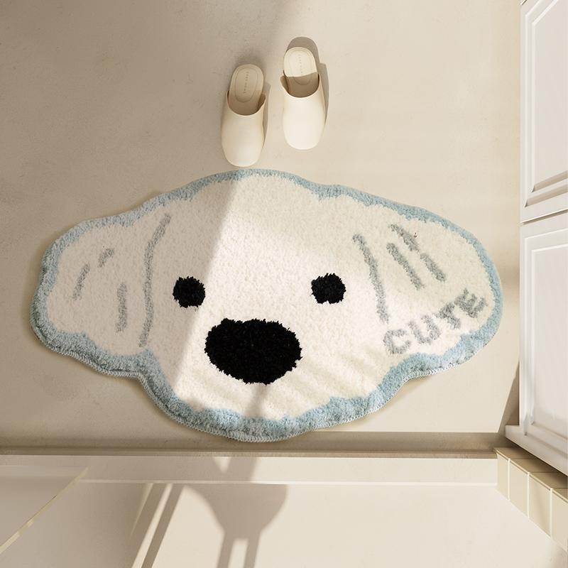 Maltese Cute Dog Short Plush Bedroom Bedside Girly Carpet Bathroom Absorbent Wearable Floor Mat Home Decoration