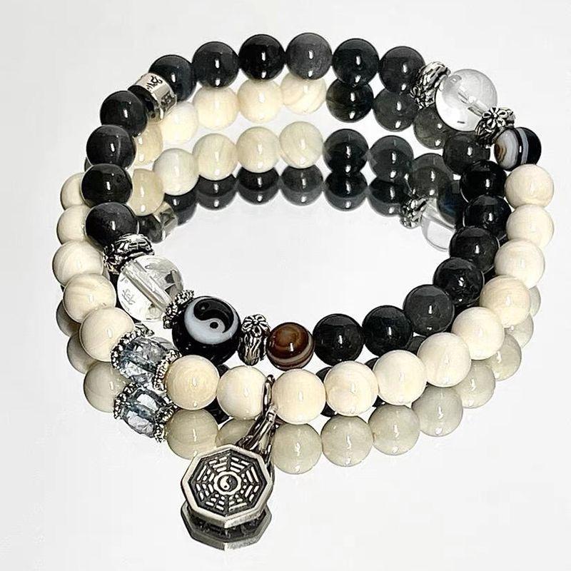 New Chinese Retro Double-Layer Bracelet for Women, Unique Design, Ancient Style Fashion, Shangui Flower Coin Hand String for Men