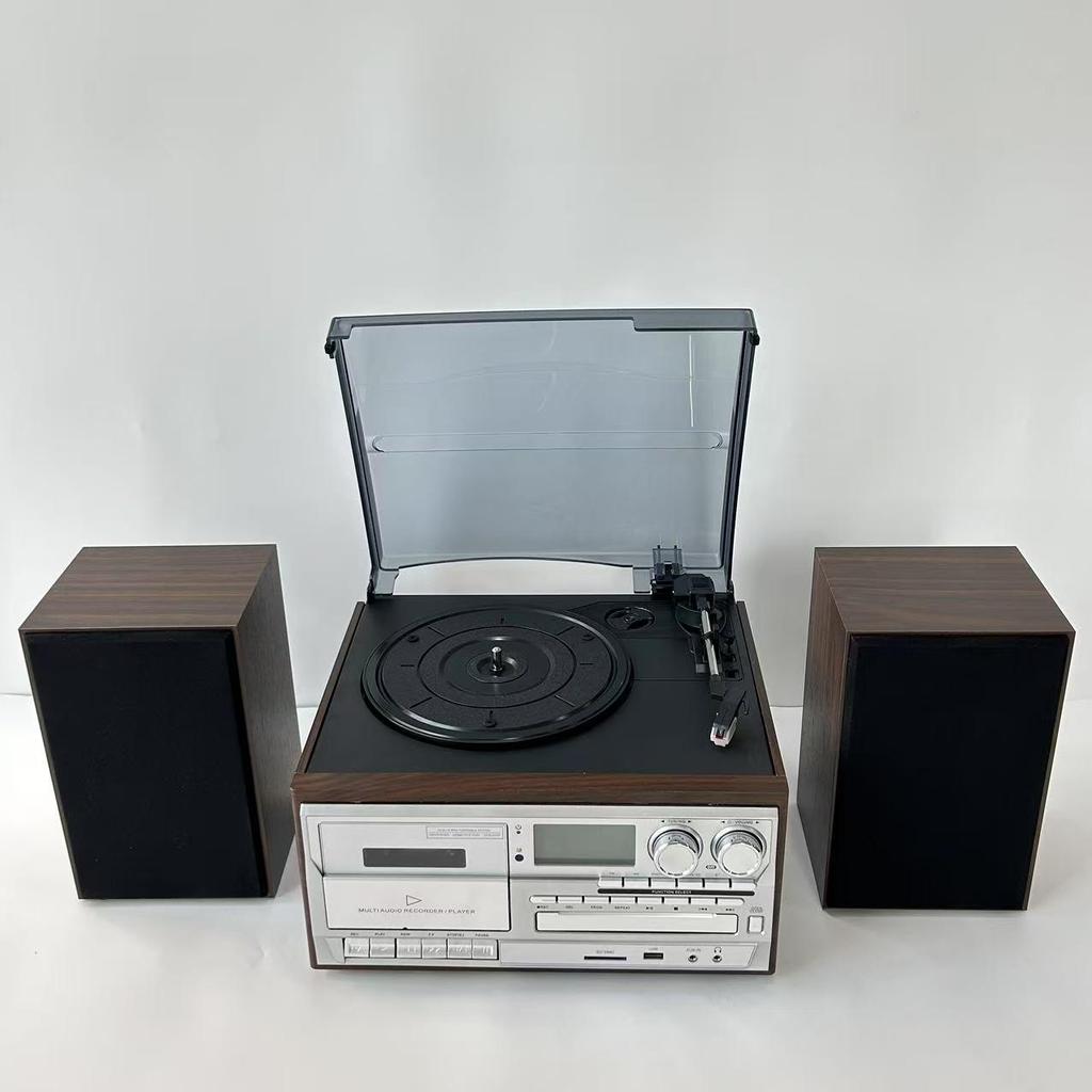 Ten-in-One Retro Vinyl Record Player: Bluetooth Speaker, Radio, Cassette & CD Player, Transcriber – Perfect Gift!