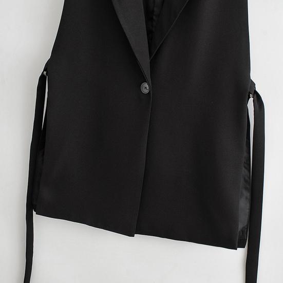 Женский жилет без рукавов с одной пуговицей и отложным воротником, кардиган с V-образным вырезом, тонкий повседневный образ с вырезом, повседневная одежда, OL