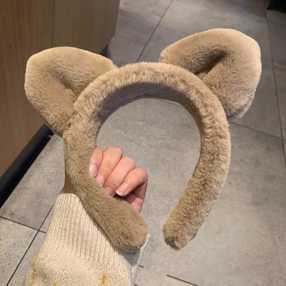 Мультяшная плюшевая повязка на голову, широкая плюшевая повязка на голову, простая повязка на голову с кошачьими ушками, вечеринка