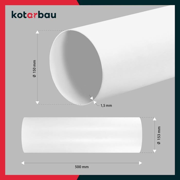 Tuyau de ventilation - KOTARBAU - 500 mm - Tube rond en PVC - Blanc - Intérieur