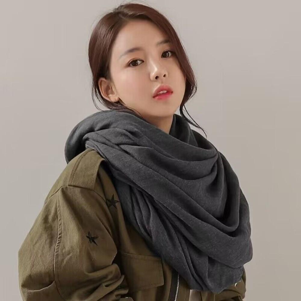 Pure Color Women Plain Scarf Head Wrap Plus Size Hijab Fashion Female Beach Shawl
