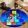 Geometry Dash Pattern Round Rug, Indoor/Outdoor Mat, for Picnic, Gameroom, Bedroom, Office, Living Room, Home Decor Carpet, Birthday Gift