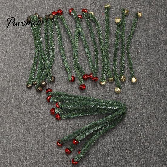 Indoor Party Ornament for Wall 11.8 Inch Christmas Garland Ties Banister Bells, Decorative Twist Ties, Reusable Stair Railings Artificial Pine Hanger