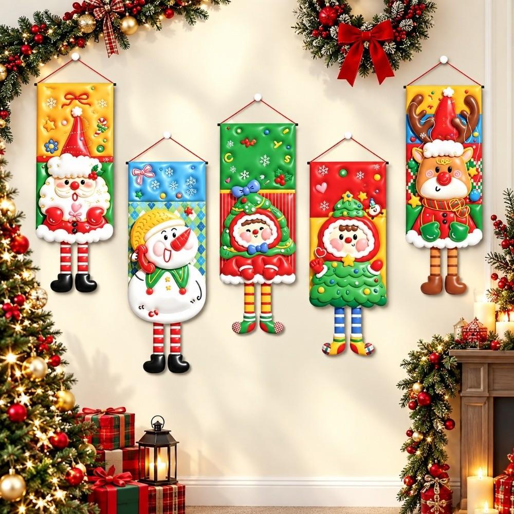 Cartoon Christmas Door Hanging Banner Cute Door Hanging Ornament Garden Door Porch