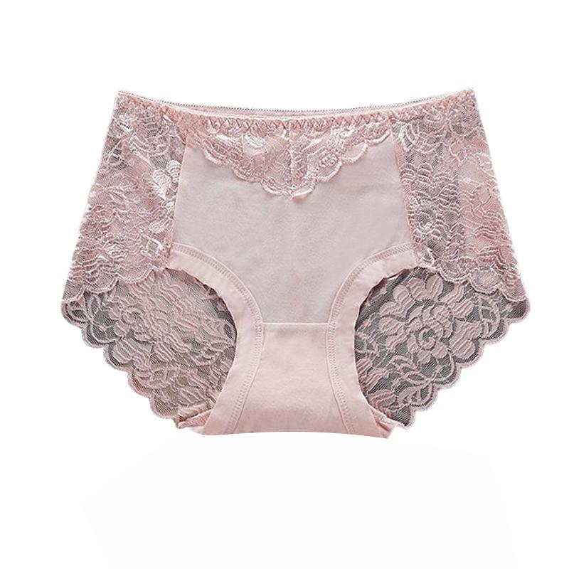 Ladies Mid-rise Plus Size Lace Panties Back Cutout Without Marks Belly Briefs