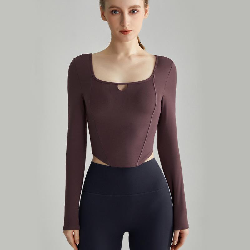 Топ для йоги LAHN с длинными рукавами и встроенной накладкой на грудь для похудения