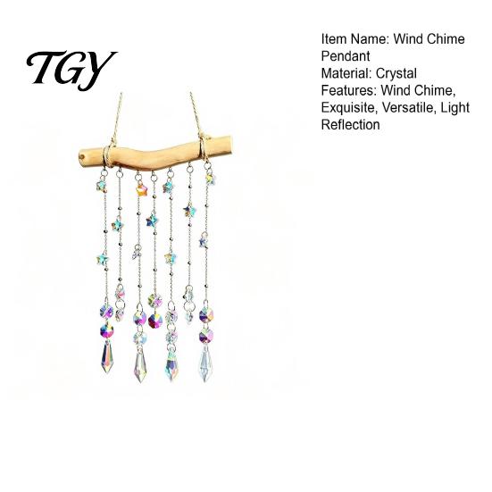 Artistic Wall Decor Crystal Wind Chime Pendant, Glittering Sun Catchers with Long Elegant Birthday Present Tassel, Sophisticated Hanging Ornament for