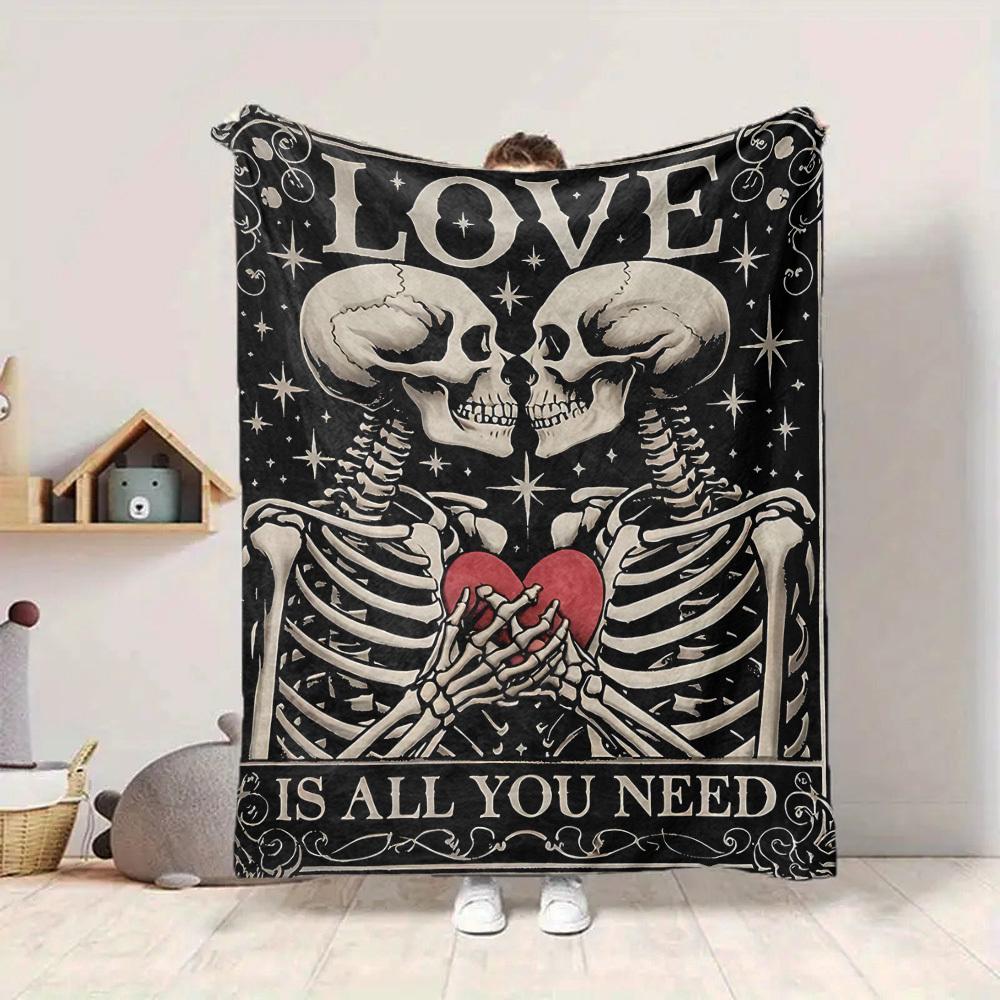 1PC Skeletal Love Blanket, Throw For Sofa, Bed, Travel, Camping, Livingroom,