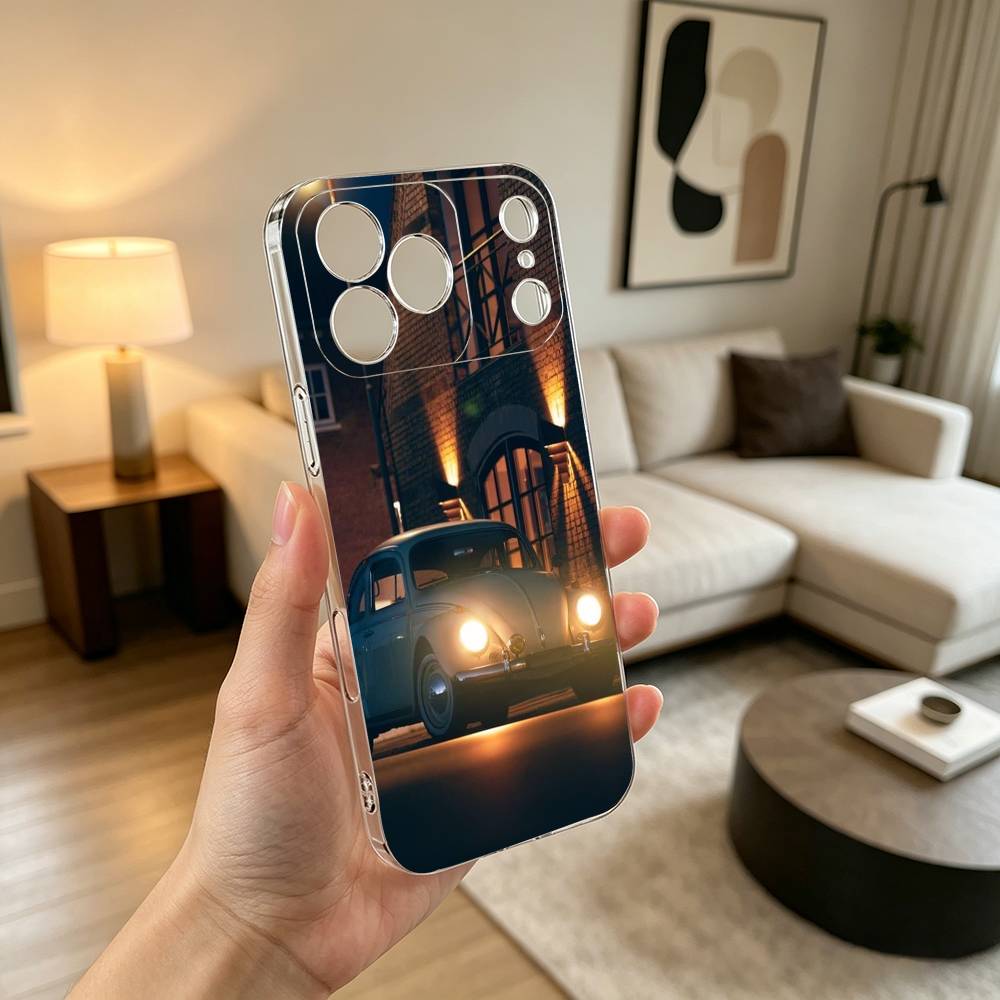 V-Vintage B-Beetle Cars Phone Case Transparent Silicone Soft For iPhone 17 16 15 14 13 12 11 Mini Pro Max Plus
