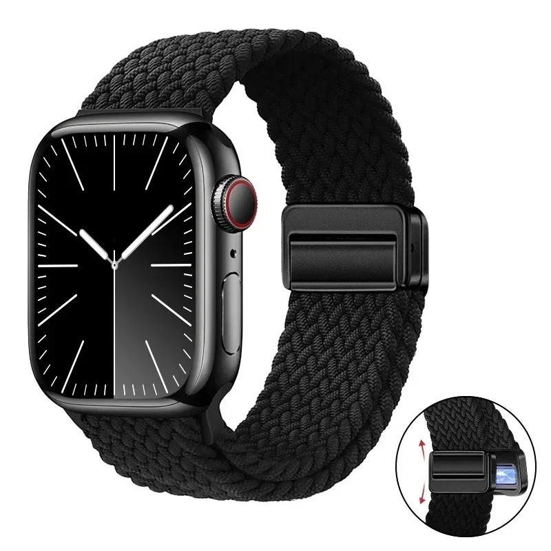Магнитный плетеный ремешок-петля для Apple Watch 45мм 41мм 44мм 42мм 46мм Ultra 3 49мм Нейлоновый браслет iWatch 11 10 9 8 7 6 5 SE