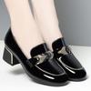 Spring Deep Mouth Thick Heel Loafers Women Autumn New Soft Leather Shoes Slip-on Pedals British Style Fashion Shoes