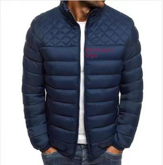 Men's Trendy Diamond Pattern Stand-Up Collar Cotton Jacket - Autumn/Winter Collection