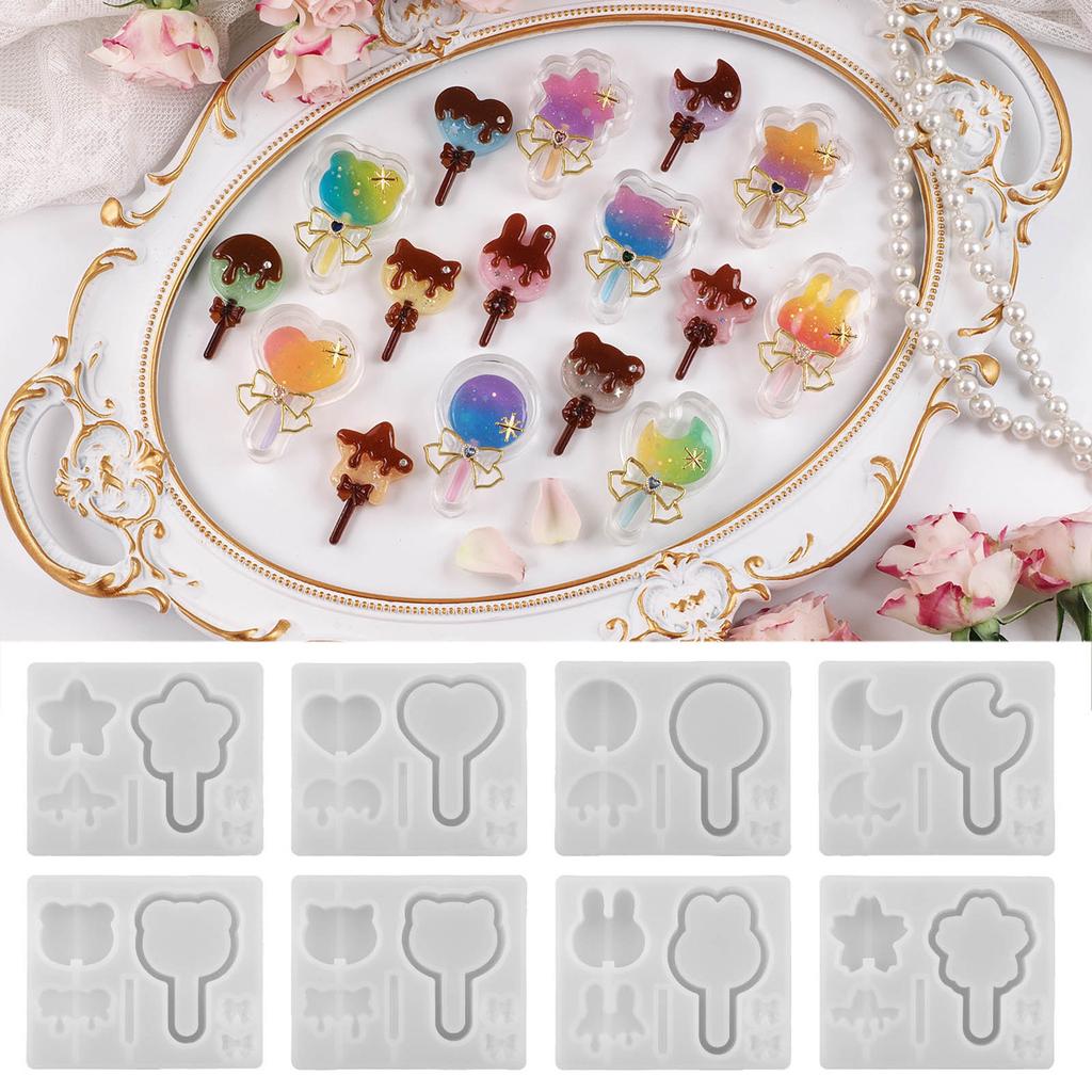 Милая форма для леденца с зыбучим песком, форма для кулона ручной работы, силиконовая форма для литья смолы, для DIY брелока, ювелирных изделий, антипригарная