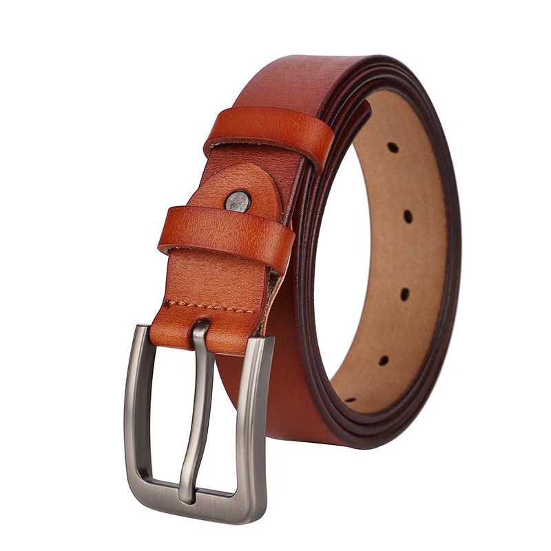 Mens Fashion Leather Belt With Sleek Polished Finish And Metal Pin Clasp For Work And Weekend
