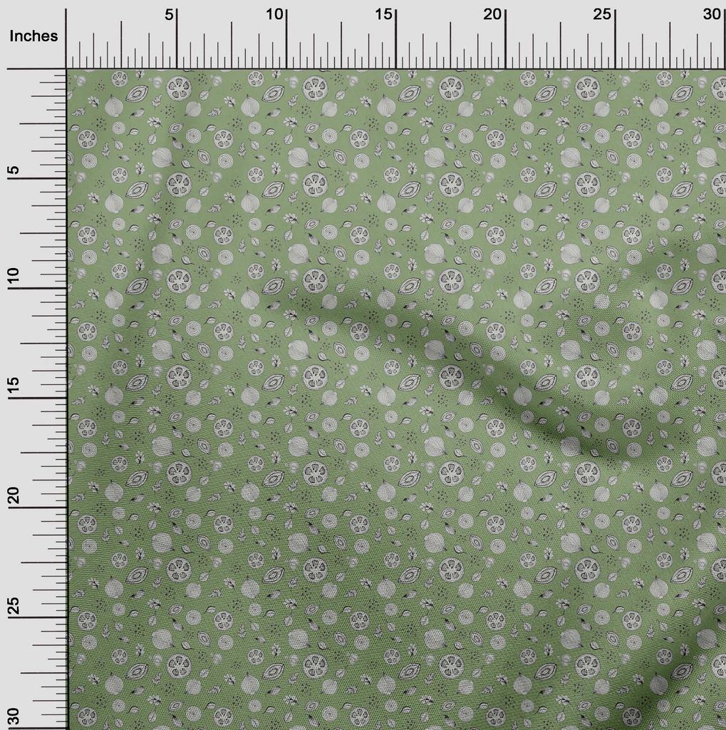 oneOone Cotton Flex Light Green Fabric Fruits Sewing Craft Projects Fabric Prints By Yard 40 Inch