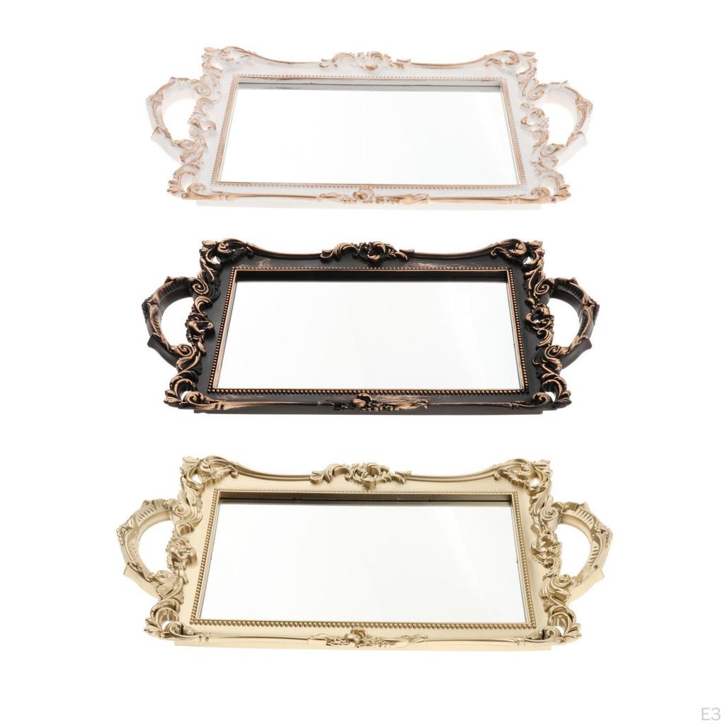 Декоративный сервировочный поднос, зеркальный лоток-органайзер для ювелирных изделий, туалетные лотки для