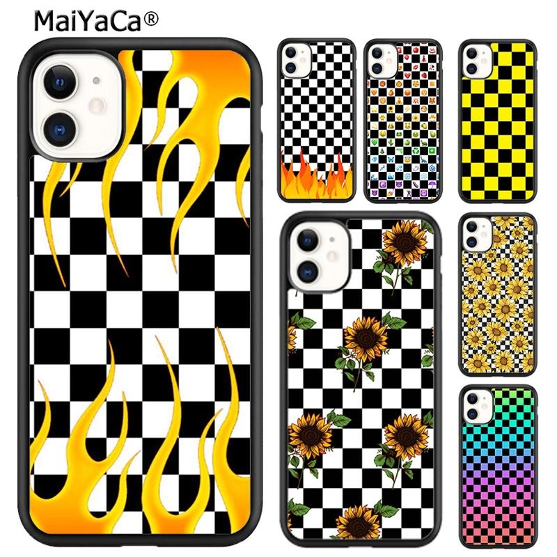 MaiYaCa Checkerboard Rainbow Phone Case Cover For iPhone 17 Air 16 15 plus 11 12 13 14 pro max shell coque