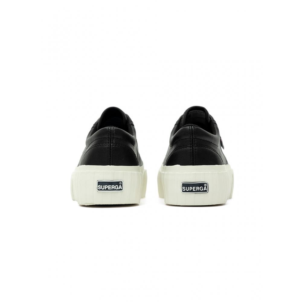 Superga 2631 Полосатая платформа из искусственной кожи черного цвета S21222wack