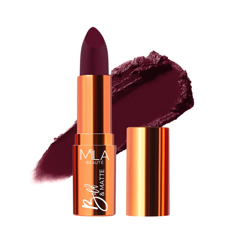 Mila Beauté Смелая и Матовая Стойкая Помада | Высокопигментированная Мягкая Матовая Поверхность | Легкая и Увлажняющая с Маслом Жожоба | Оттенок - (Вечерний выход 4