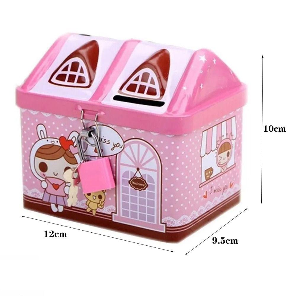 Милая копилка в форме домика с замком на ключ, сейф для хранения монет, домик, копилка на день рождения