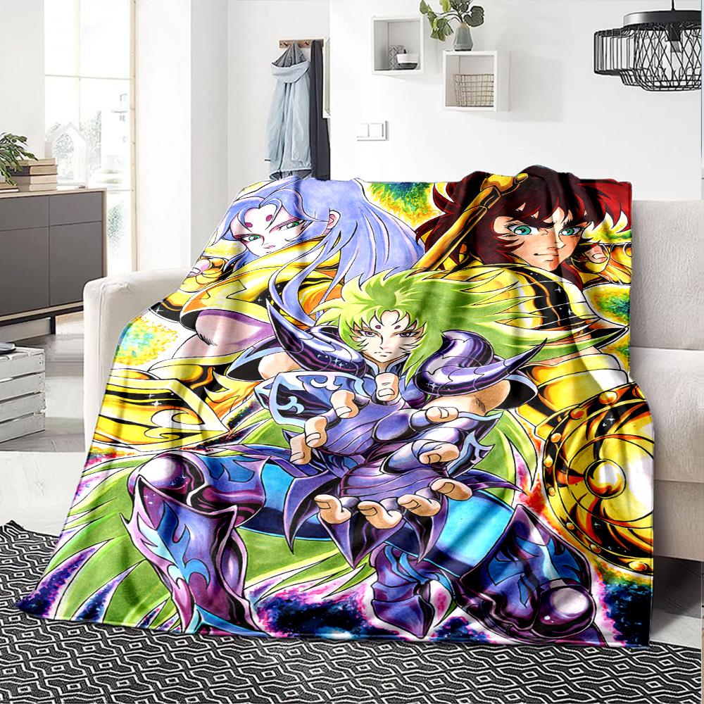 Saint Seiya Legend Sanctuary Flannel Blanket Super Soft Warm Cozy Blanket For Sofa Bed Office Travel Allseason Home Decor Gift
