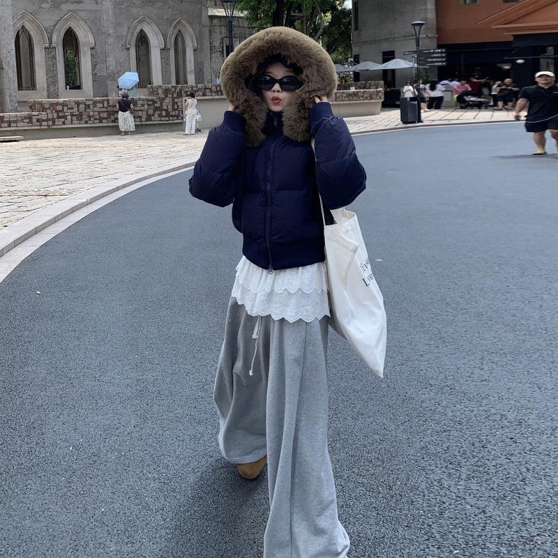 Hooded big fur collar down cotton clothes women's winter new thickened short cotton-padded clothes bread clothes jacket