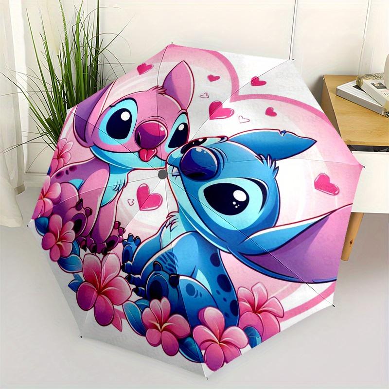 Stitch,Love Automatic Umbrella Tri fold Portable Umbrella, Best Holiday Gift for Men and Women, Durable Iron Frame, Playful Design, Sturdy