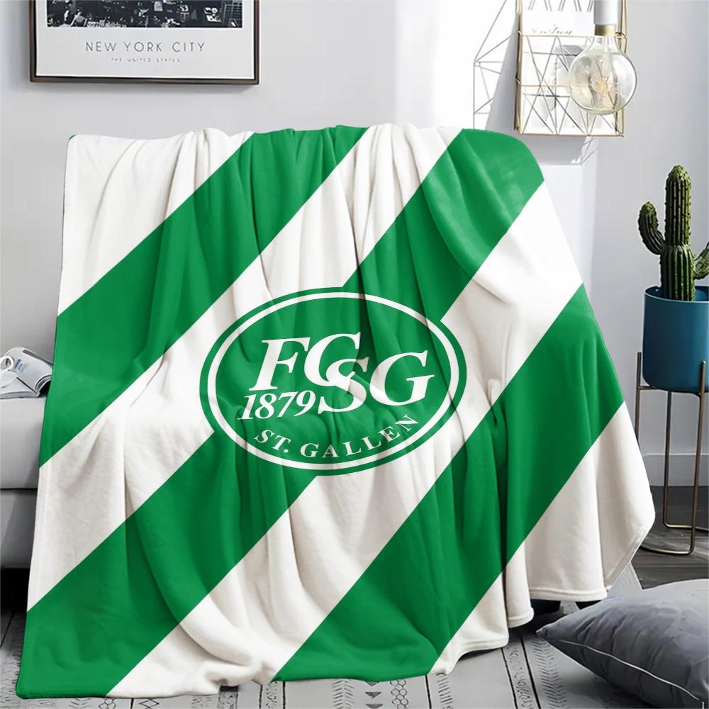1Pc FC St. Gallen Print Flannel Blanket High Quality Warm Comfortable Cover for All Seasons Perfect for Gifts Home Decor