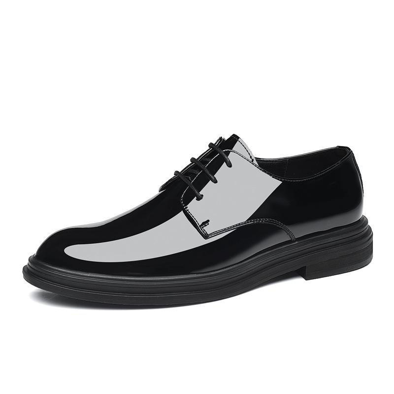Men's Patent Leather Casual Leather Shoes 2025 Autumn New Item Men's Shiny Leather Shoes Business Formal Wear