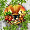 Винтажное металлическое настенное искусство Итальянская кухня Круглый Спагетти Помидор Декор для кухни Подарок