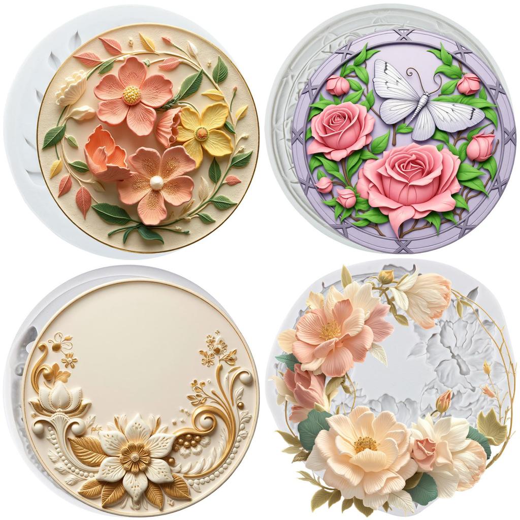 Силиконовая форма для барочной фоторамки, гирлянда из пионов, бабочка, роза, формы для мастики, инструменты для украшения торта, тематический торт, десерт, украшенный шоколадом, форма для конфет