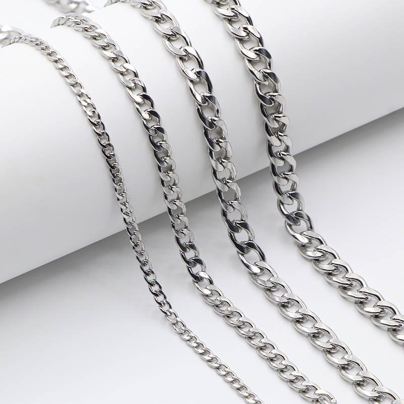 Женское мужское ожерелье из нержавеющей стали с кубинским звеном Nk Chain Silver Color Basic Punk Male Choker Jewelry Gifts