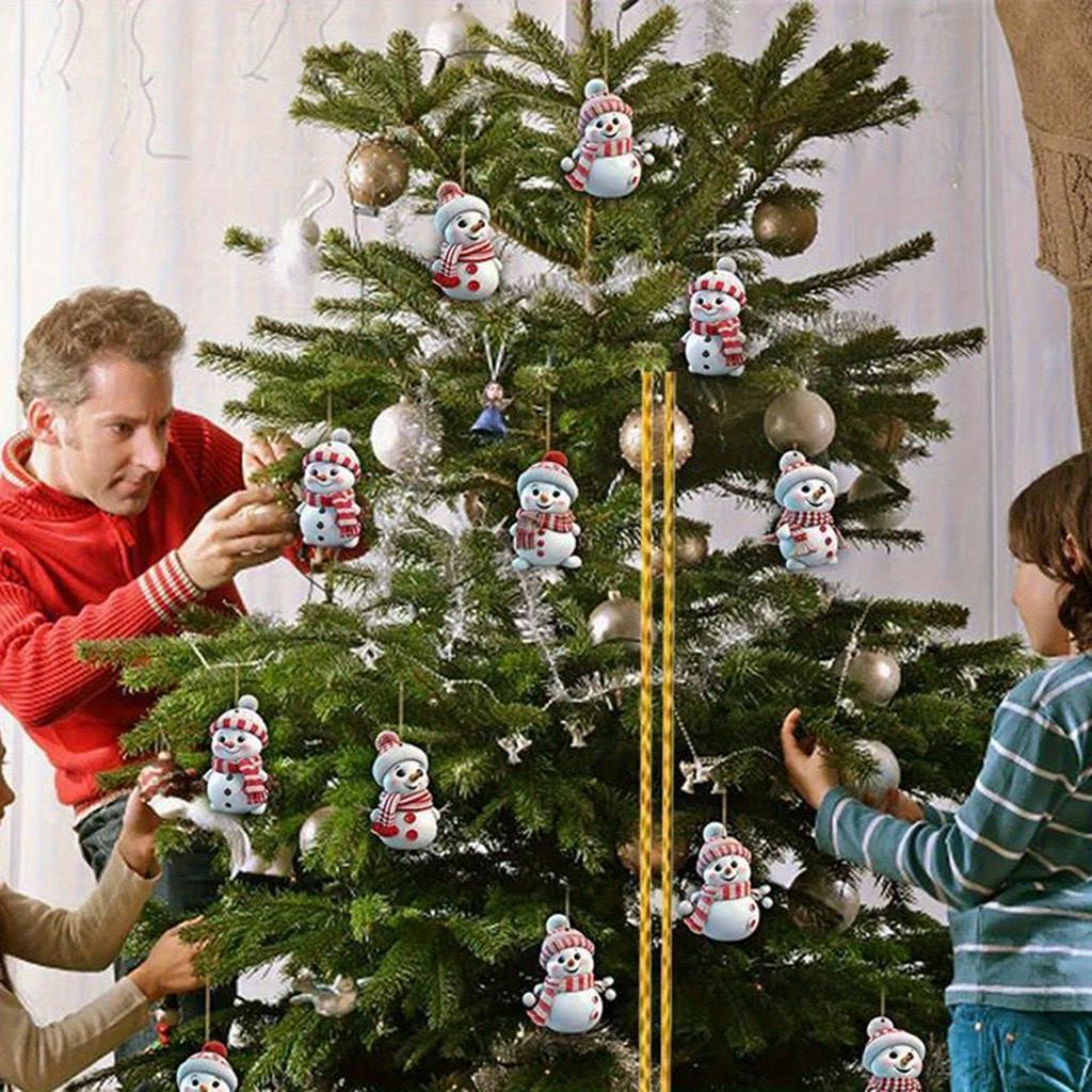 10pcs/5pcs Christmas Car Rearview Mirror Ornaments - Snowman Acrylic Hanging Decorations for Tree, For Christmas Decorations