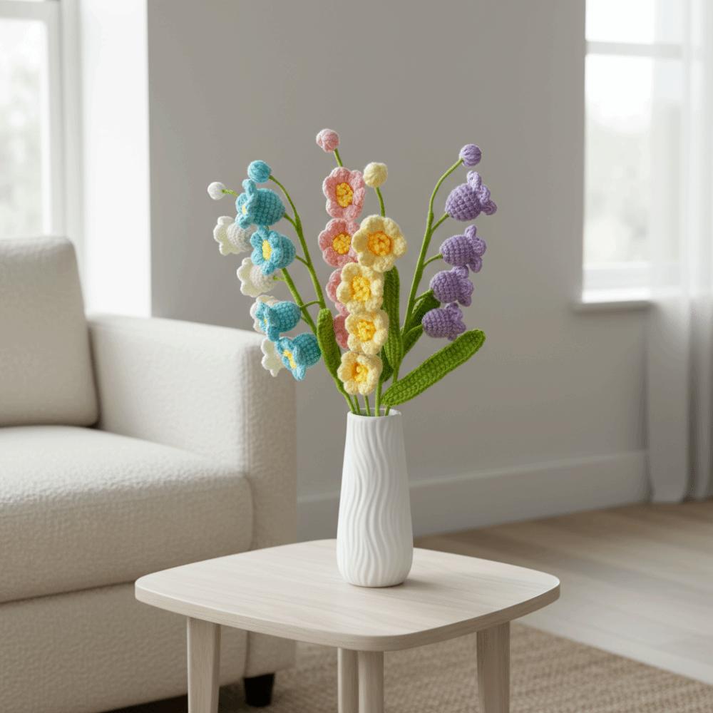 1pc Finished Product Lily of the Valley Crochet Flowers Hand-woven Knit Fake Flowers  Party Wedding