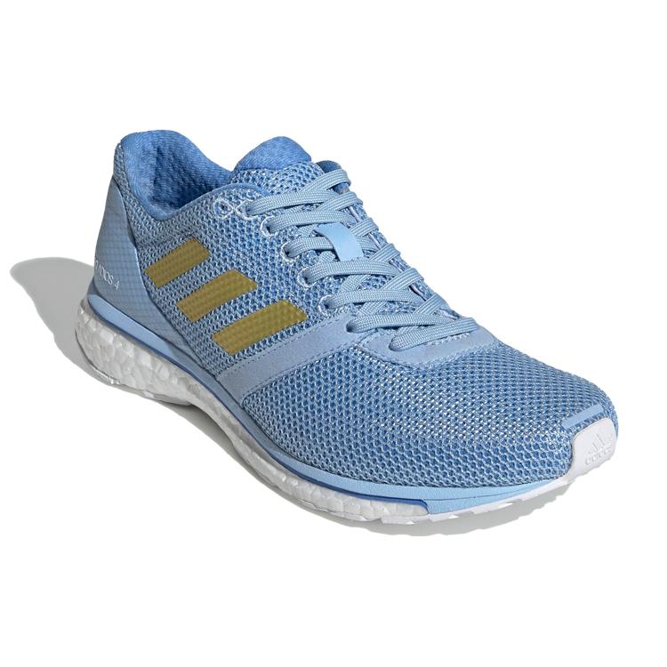 adidas Adizero Adios 4 Устойчивые к истиранию Амортизация Нескользящие Низкие Беговые Кроссовки Женские Синий Белый Золотой EF1458