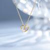 K18 Gold Necklace Open Heart Lab Grown Diamond Dancing Gemstone Swaying Shine Christmas White Day Birthday Anniversary Present Gift Wrapping Included