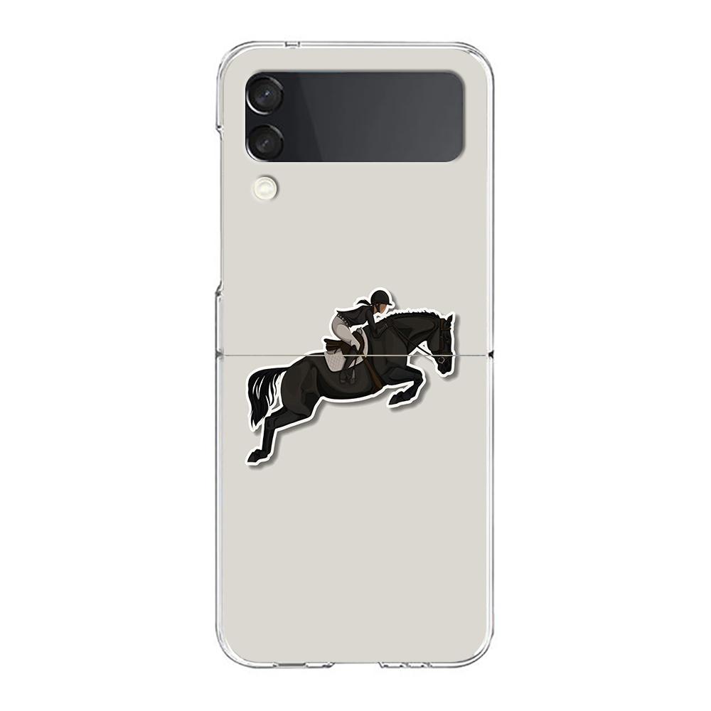 Чехол для Samsung Galaxy Z Flip 3 4 5, прозрачный складной жесткий корпус из поликарбоната для Galaxy Z Flip 3 5, чехол с рисунком скачущей лошади и девушки