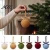 Retro Christmas Baubles with Bows 15Pcs Flocking Ball Hanging Ornaments Bow Decor, Flocked Tree DIY Decorations Bubbles for Holiday Home Decoration,