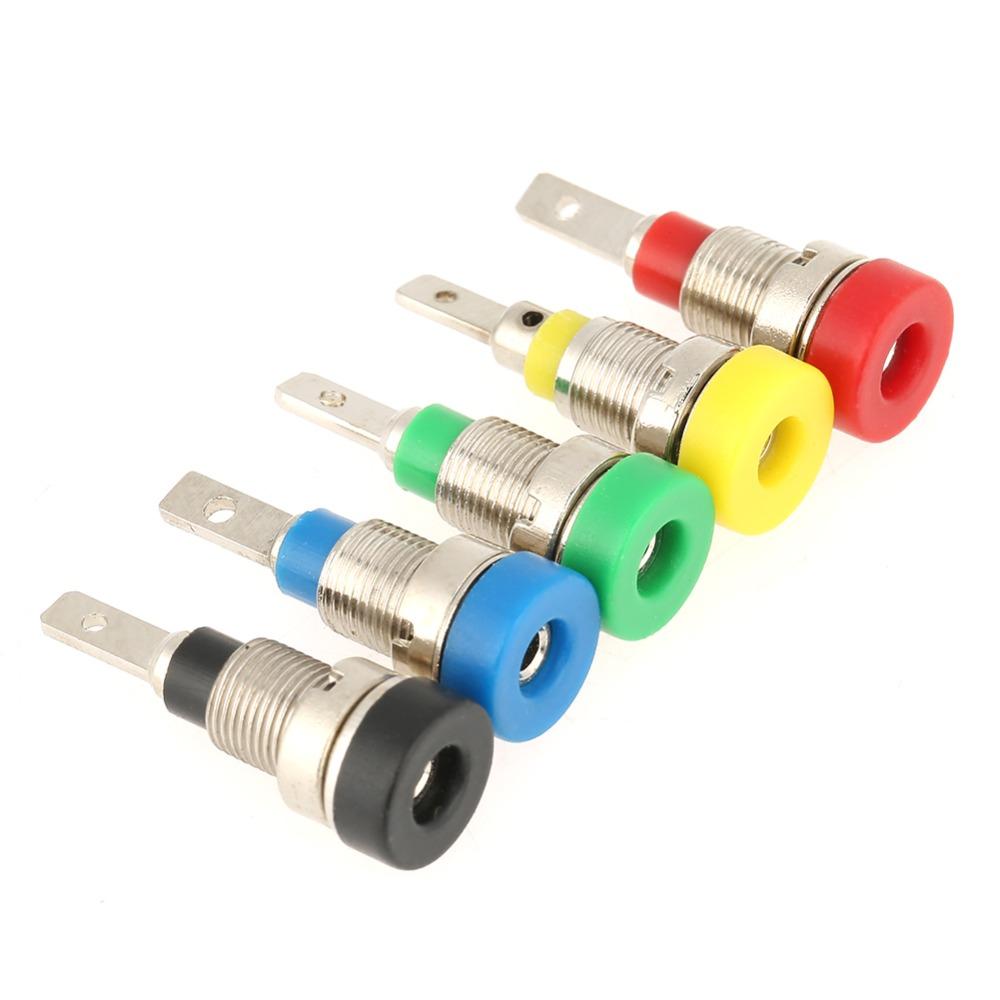 5 Pcs Copper Banana Socket 2 mm Panel Mount Socket Chassis Mount Binding Posts Test Equipment