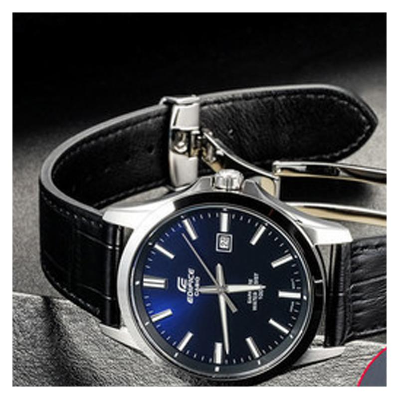 Casio EDIFICE 100 метров водонепроницаемость кварцевый механизм кожаный ремешок японские и корейские часы мужские часы синий циферблат EFB-106L-2AVUPR